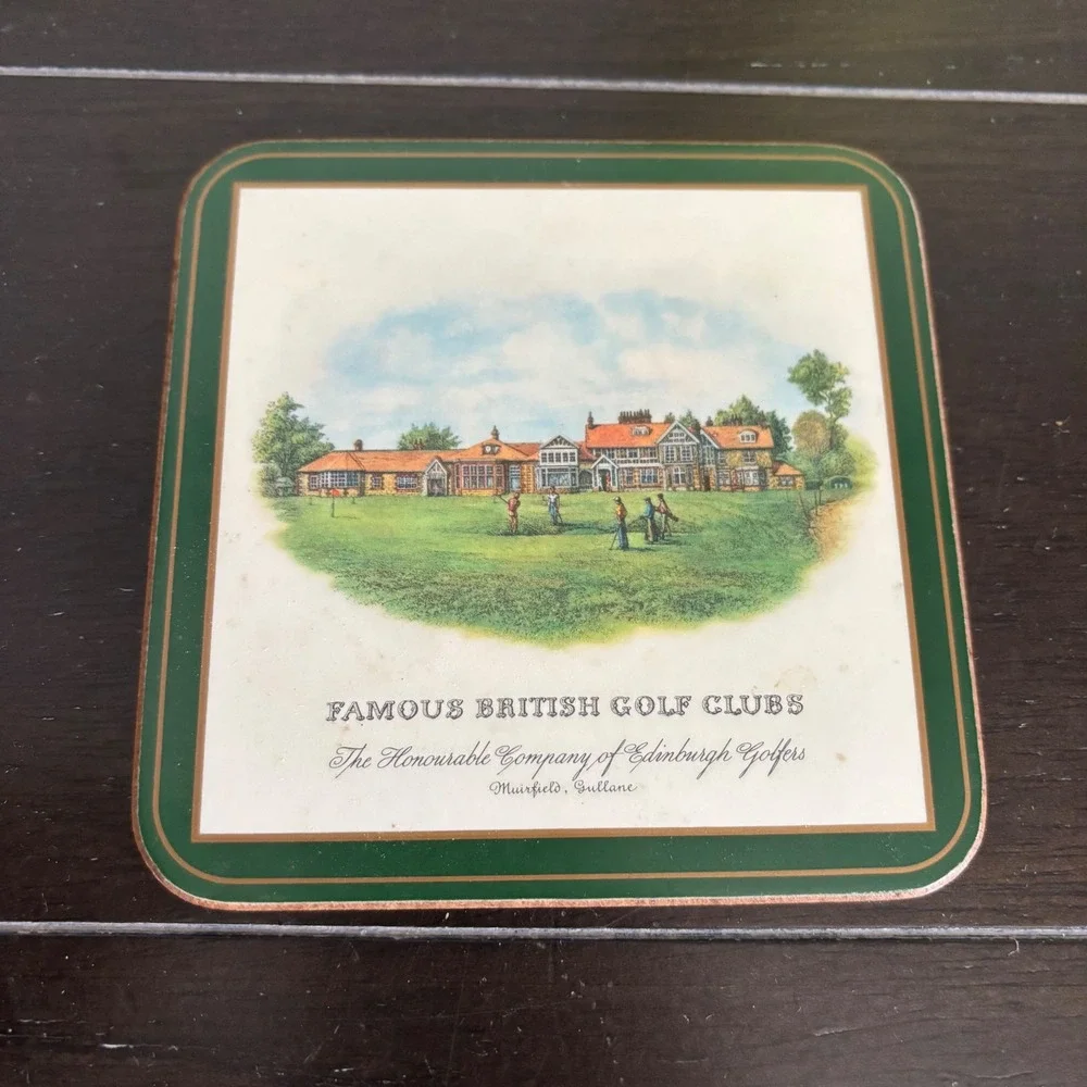 Pimpernel Vintage‎ Coasters | Set of 4 | Famous British Golf Clubs | 4in